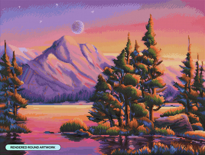 Diamond Painting Morning Moon 29" x 22" (73.7cm x 55.6cm) / Round with 53 Colors including 4 Fairy Dust Diamonds / 54,136