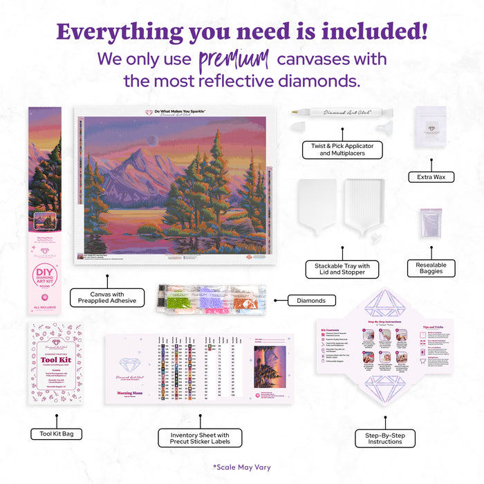 Diamond Painting Morning Moon 29" x 22" (73.7cm x 55.6cm) / Round with 53 Colors including 4 Fairy Dust Diamonds / 54,136