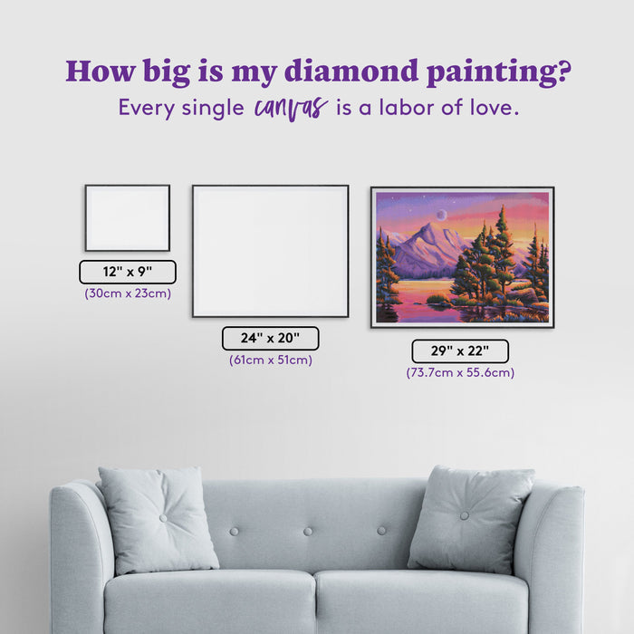 Diamond Painting Morning Moon 29" x 22" (73.7cm x 55.6cm) / Round with 53 Colors including 4 Fairy Dust Diamonds / 54,136