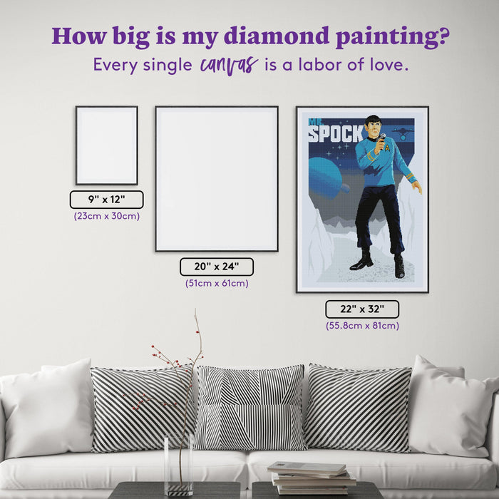 Diamond Painting Mr. Spock 22" x 32" (55.8cm x 81cm) / Square with 23 Colors Including 1 ABs and 1 Iridescent Diamonds and 2 Fairy Dust Diamonds / 72,800