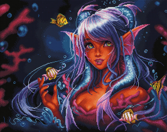 Diamond Painting Mystery Kit - Fantasy (Ocean) 28" x 22" (70.7cm x 55.8cm) / Square with 61 Colors including 2 ABs and 4 Fairy Dust Diamonds / 63,616