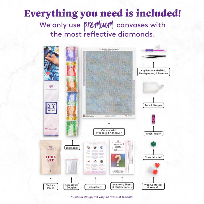 Diamond Painting Mystery Kit #39 - Winter 20" x 27" (50.8cm x 69cm) / Square with 57 Colors including 3 ABs and 1 Fairy Dust Diamonds / 56,508