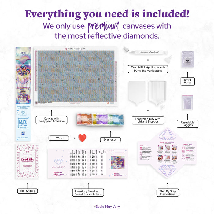 Diamond Painting Mystery Kit #69 - Abstract (Music) 33" x 22" (83.6cm x 55.8cm) / Square with 67 Colors including 3 ABs and 1 Iridescent Diamond and 3 Fairy Dust Diamonds / 75,264