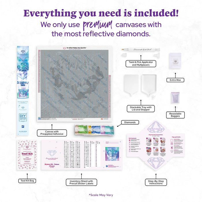 Diamond Painting Mystery Kit #79 - Nature (Ocean) 27.6" x 27.6" (69.9cm x 69.9cm) / Square with 67 Colors including 2 ABs and 5 Fairy Dust Diamonds / 78,961
