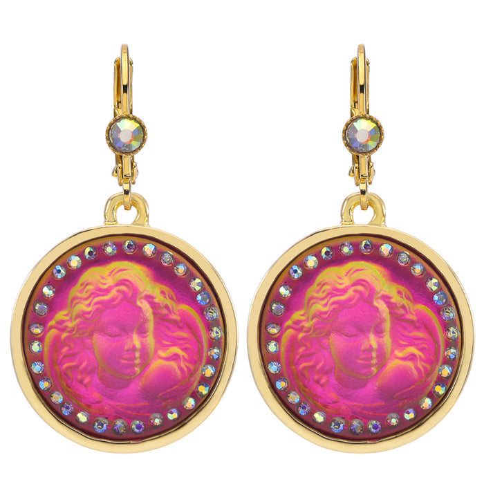 Mystic Dream Angel 18mm Leverback Earrings (Goldtone/Mystic Iridis)