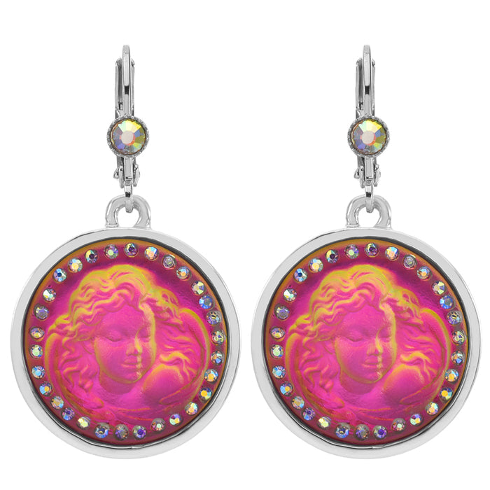 Mystic Dream Angel 18mm Leverback Earrings (Sterling Silvertone/Mystic Iridis)