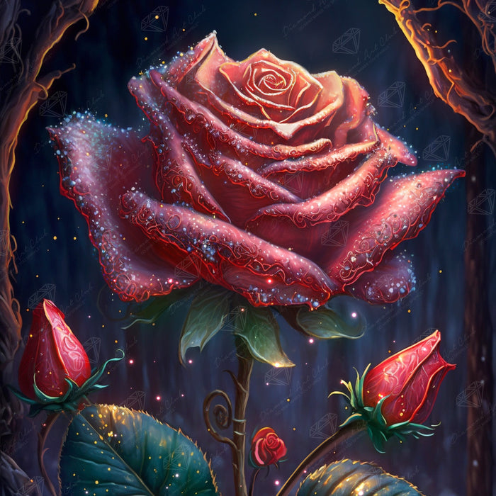 Diamond Painting Mystic Rose 17" x 17" (42.8cm x 42.8cm) / Square with 44 Colors including 3 ABs and 1 Fairy Dust Diamond / 29,584