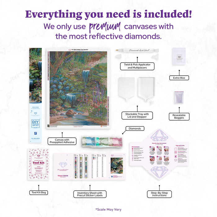 Diamond Painting Nature's Melody 27.6" x 35.4" (69.9cm x 89.9cm) / Square With 53 Colors Including 2 ABs and 1 Frosted Diamond and 4 Fairy Dust Diamonds / 101,441