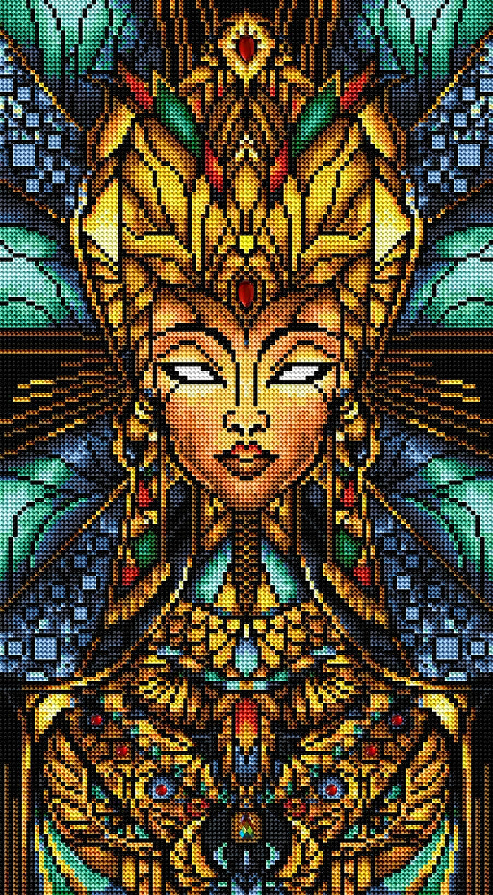 Diamond Painting Nefertiti 12.6" x 22.8" (32cm x 58cm) / Round With 31 Colors including 1 AB and 3 Special Diamonds / 23,097