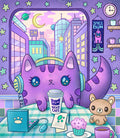 Diamond Painting Neko Cafe 22" x 25" (55.6cm x 63.8cm) / Round with 56 Colors including 2 ABs and 3 Fairy Dust Diamonds / 46,864