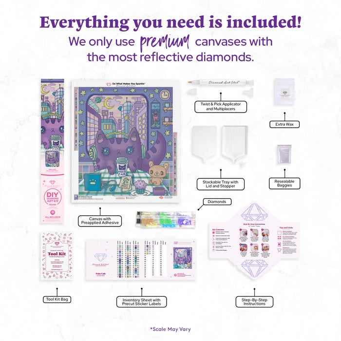 Diamond Painting Neko Cafe 22" x 25" (55.6cm x 63.8cm) / Round with 56 Colors including 2 ABs and 3 Fairy Dust Diamonds / 46,864