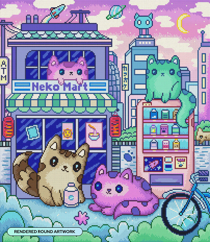 Diamond Painting Neko Mart 22" x 25" (55.6cm x 63.8cm) / Round with 50 Colors including 3 ABs and 3 Fairy Dust Diamonds / 46,864
