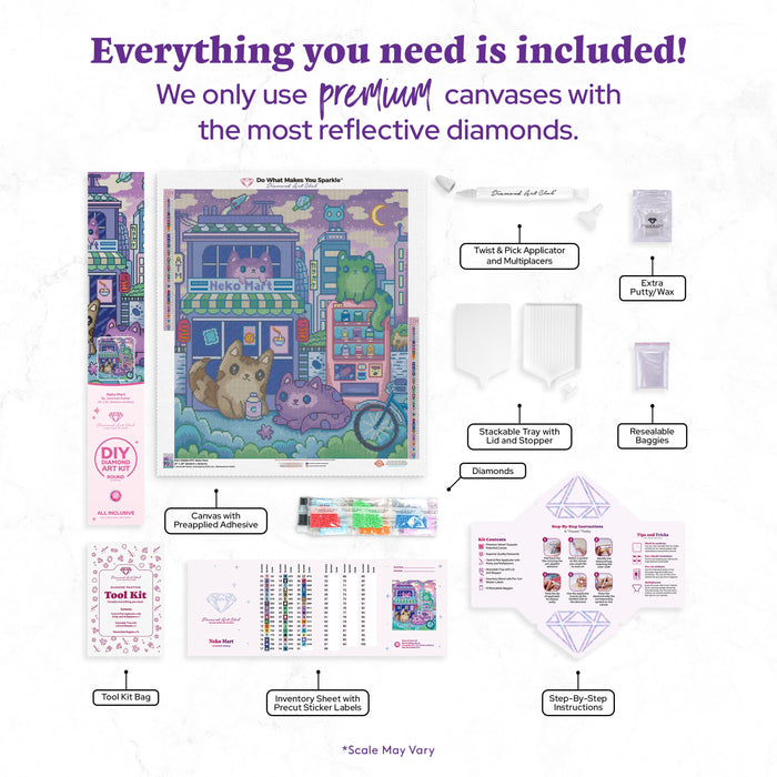 Diamond Painting Neko Mart 22" x 25" (55.6cm x 63.8cm) / Round with 50 Colors including 3 ABs and 3 Fairy Dust Diamonds / 46,864