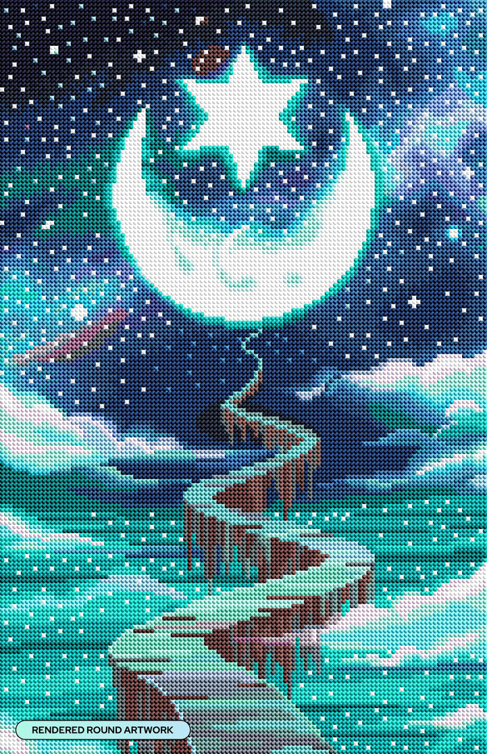 Diamond Painting New Moon 13" x 20" (32.8cm x 50.7cm) / Round With 36 Colors Including 2 ABs, 1 Fairy Dust Diamonds and 1 Glow in the Dark Diamonds / 21,177