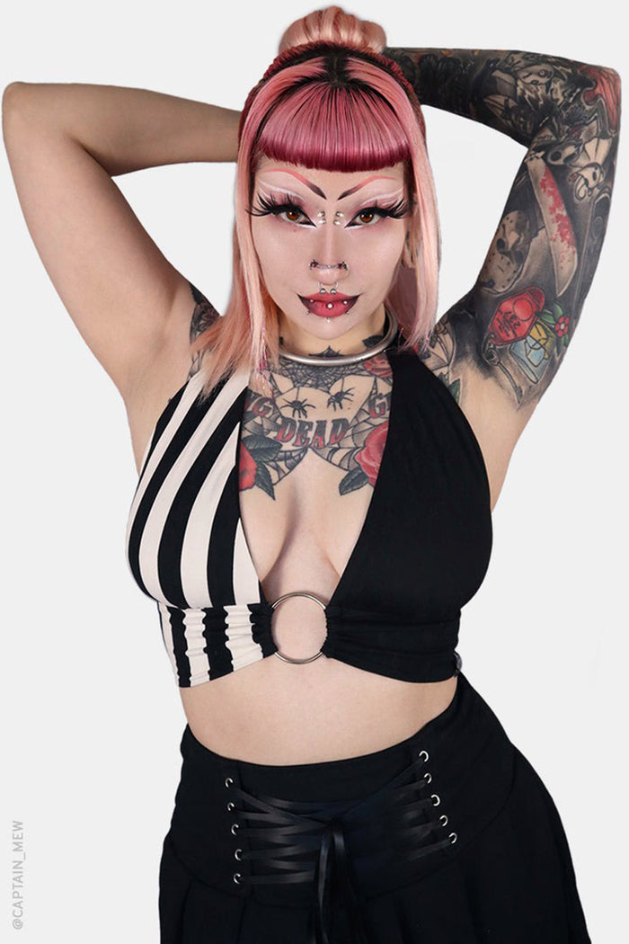 deep v neck gothic top