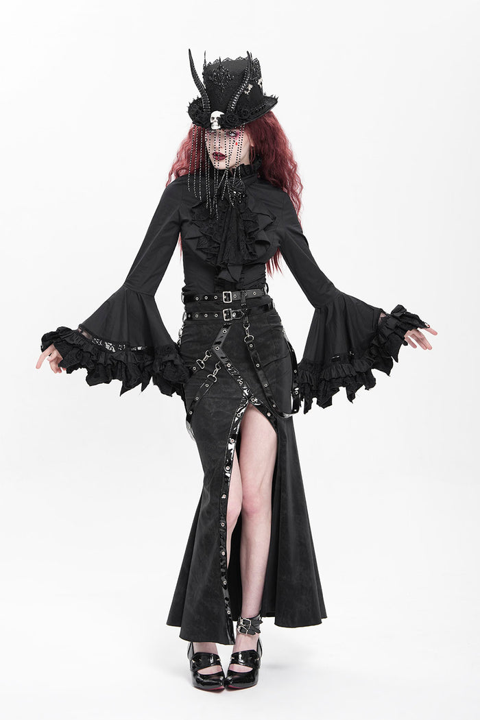 womens witchy tattered long sleeve bell top