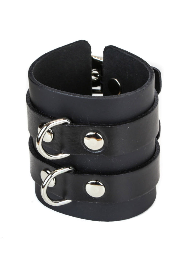 gothic black buckled leather cuff bracelet