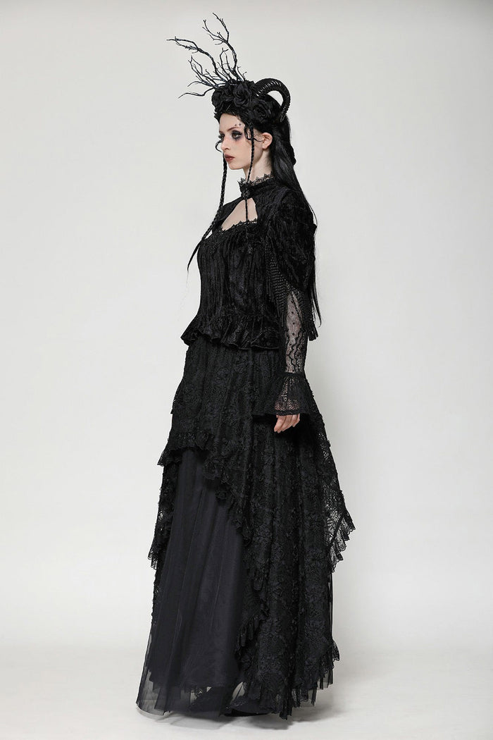 womens lace sleeve peplum hem gothic blouse