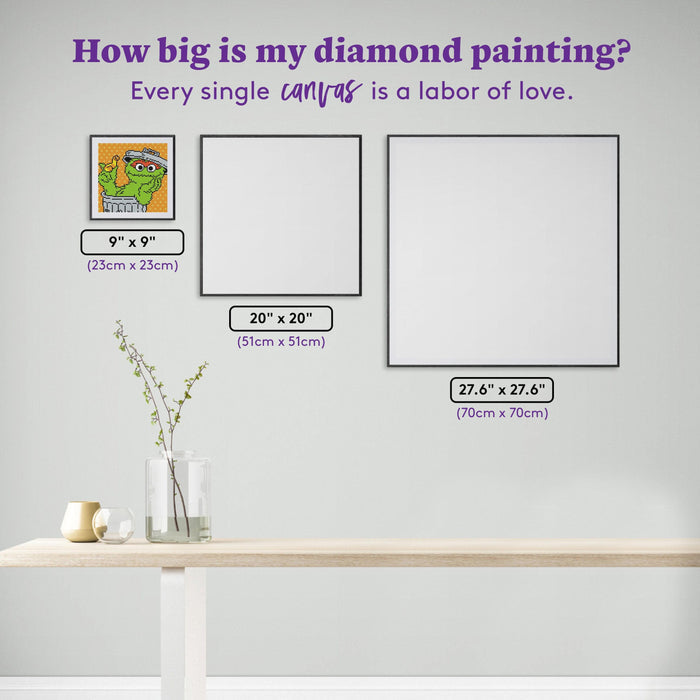 Diamond Painting Oscar the Grouch™ Portrait 9" x 9" (23cm x 23cm) / Round with 9 Colors including 2 ABs / 6,561