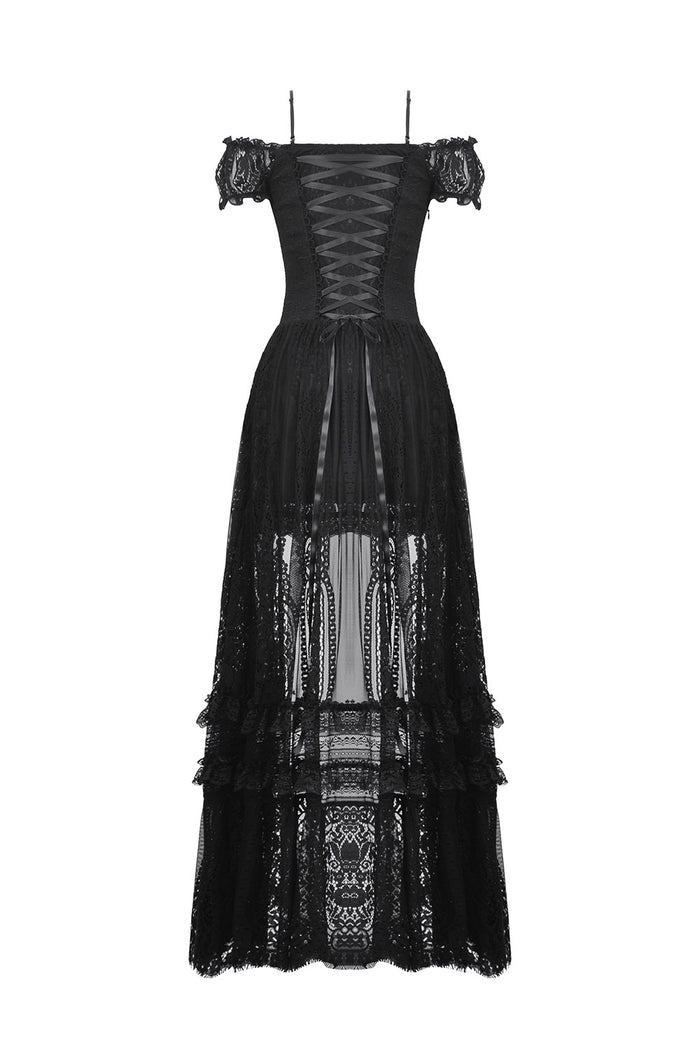 gothic long lace corset dress