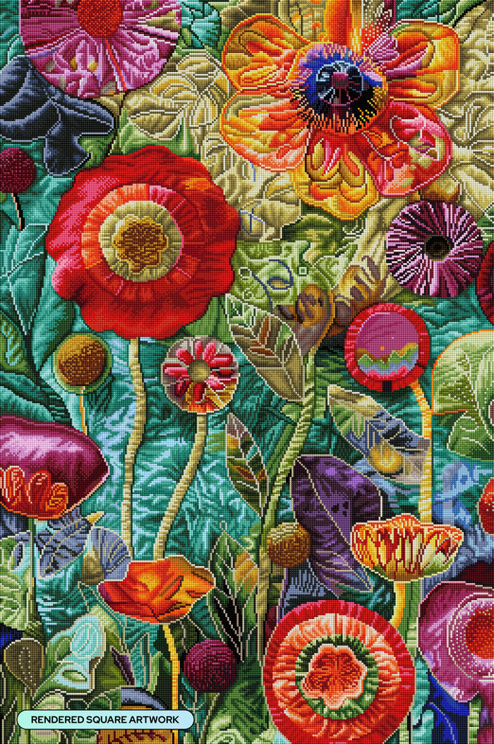 Diamond Painting Our Wild Garden 25.6" x 38.6" (65cm x 97.8cm) / Square with 81 Colors including 4 ABs and 2 Fairy Dust Diamonds / 102,573