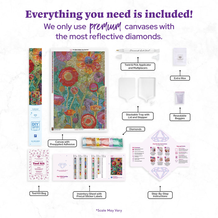 Diamond Painting Our Wild Garden 25.6" x 38.6" (65cm x 97.8cm) / Square with 81 Colors including 4 ABs and 2 Fairy Dust Diamonds / 102,573