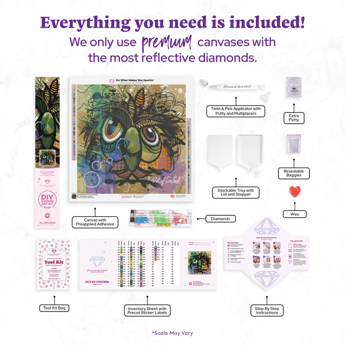 Diamond Painting OUT OF CONTROL 22" x 22" (55.8cm x 55.8cm) / Round with 57 Colors including 4 ABs and 1 Fairy Dust Diamond / 39,601