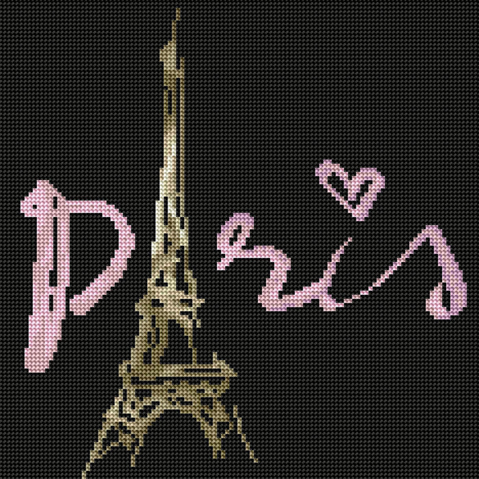 Diamond Painting Paris Love 13" x 13" (32.8cm x 32.8cm) / Round with 11 Colors including 7 Iridescent Diamonds / 13,689