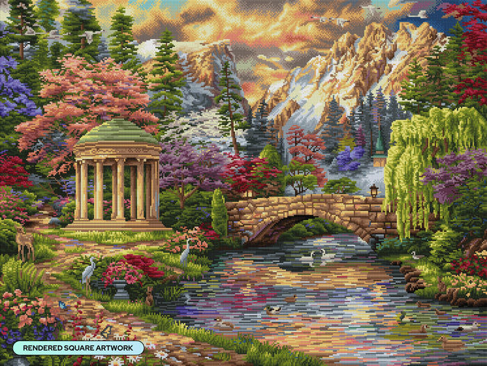 Diamond Painting Peace of the Garden 36.6" x 27.6" (92.8cm x 69.9cm) / Square With 67 Colors Including 2 ABs and 4 Fairy Dust Diamonds / 104,813