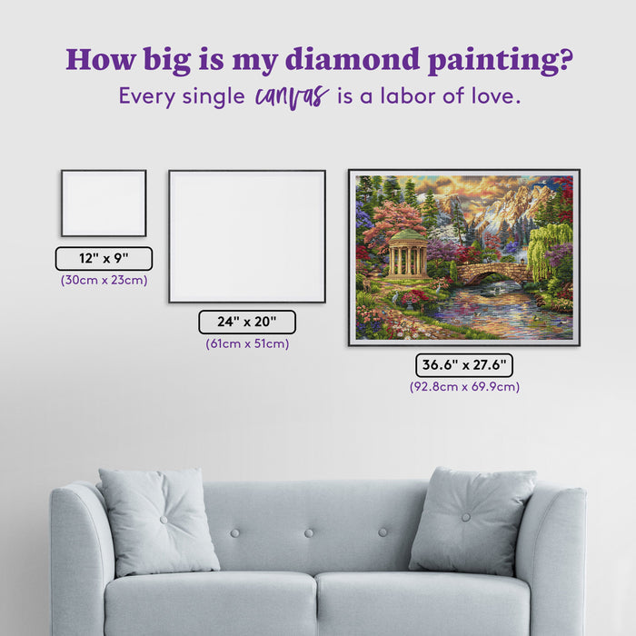 Diamond Painting Peace of the Garden 36.6" x 27.6" (92.8cm x 69.9cm) / Square With 67 Colors Including 2 ABs and 4 Fairy Dust Diamonds / 104,813