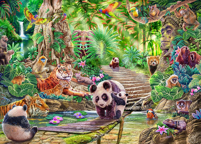Diamond Painting Peaceful Paradise 38.6" x 27.6" (98cm x 70cm) / Square with 60 Colors including 4 ABs and 2 Fairy Dust Diamonds / 110,433