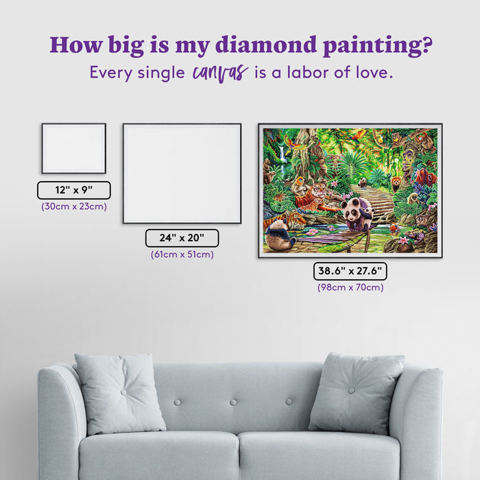 Diamond Painting Peaceful Paradise 38.6" x 27.6" (98cm x 70cm) / Square with 60 Colors including 4 ABs and 2 Fairy Dust Diamonds / 110,433