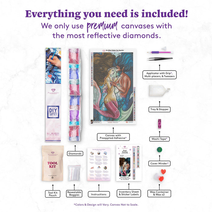 Diamond Painting Pearl Hunting 17" x 29" (43cm x 74cm) / Square with 55 Colors including 4 ABs / 50,912