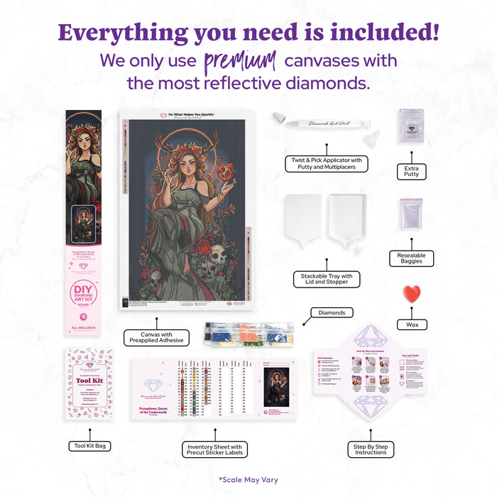 Diamond Painting Persephone, Queen of the Underworld 20" x 31" (50.7cm x 78.7cm) / Round with 47 Colors including 5 ABs / 50,861