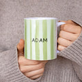 Personalised Name Green Stripe Individual Mug