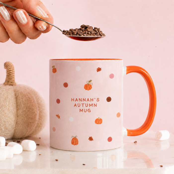 Personalised Pumpkin & Polka Dot Name Mug | Add On