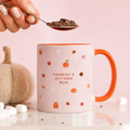 Personalised Pumpkin & Polka Dot Name Orange Mug
