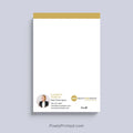 Personalized Realty ONE Group realtor notepad with headshot and contact information