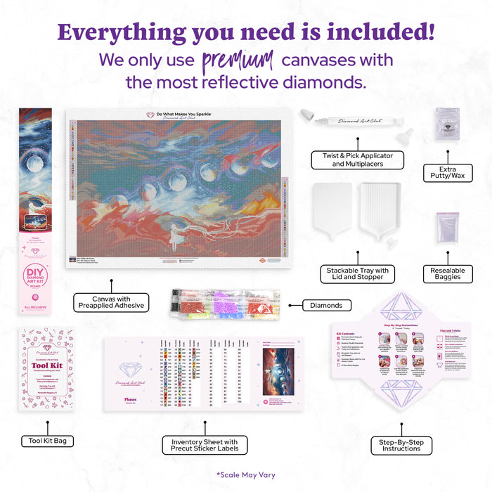 Diamond Painting Phases 30" x 20″ (76cm x 51cm) / Round with 43 Colors including 4 ABs / 49,051
