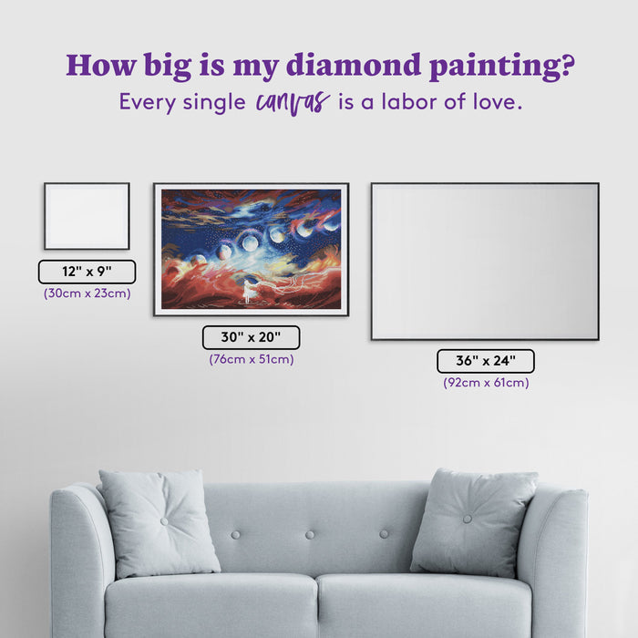 Diamond Painting Phases 30" x 20″ (76cm x 51cm) / Round with 43 Colors including 4 ABs / 49,051