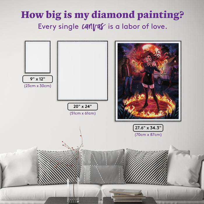 Diamond Painting Phoenix Fire 27.6" x 34.3" (70cm x 87cm) / Square with 75 Colors including 4 ABs and 2 Fairy Dust Diamonds / 98,069
