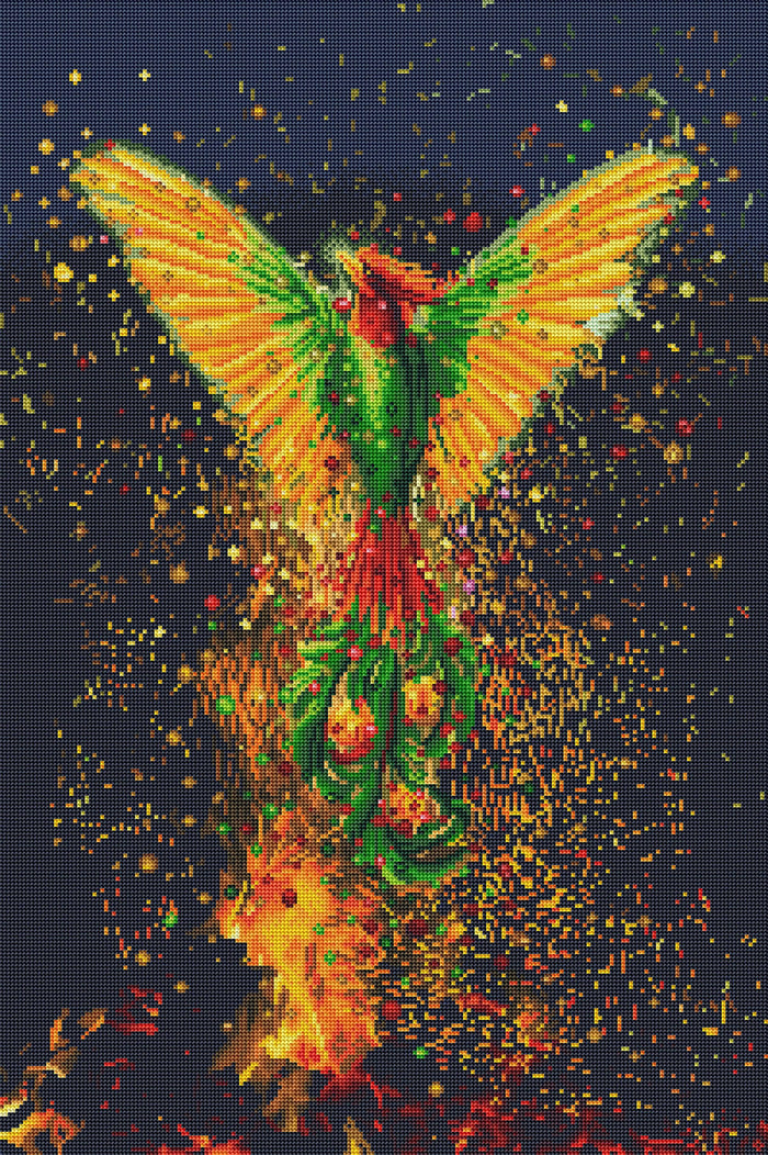 Diamond Painting Phoenix Rising 22" x 33" (55.9cm x 83.8cm) / Round with 42 Colors including 4 ABs / 59,501