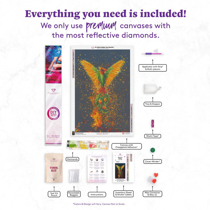 Diamond Painting Phoenix Rising 22" x 33" (55.9cm x 83.8cm) / Round with 42 Colors including 4 ABs / 59,501