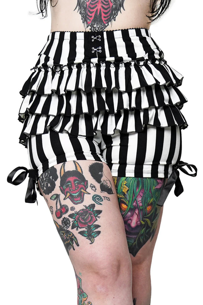 tiered black and white striped bloomers