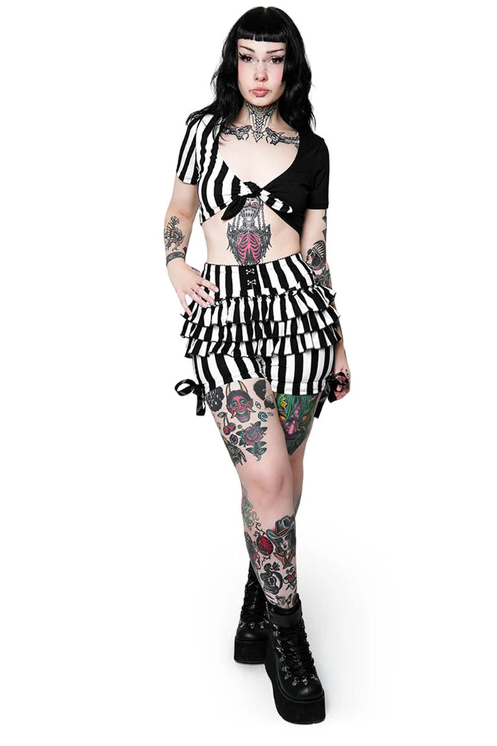 tiered black and white striped bloomers by forest ink