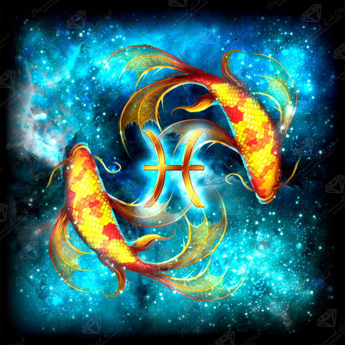 Diamond Painting Pisces 22" x 22" (55.8cm x 55.8cm) / Square with 52 Colors including 3 ABs / 50,176