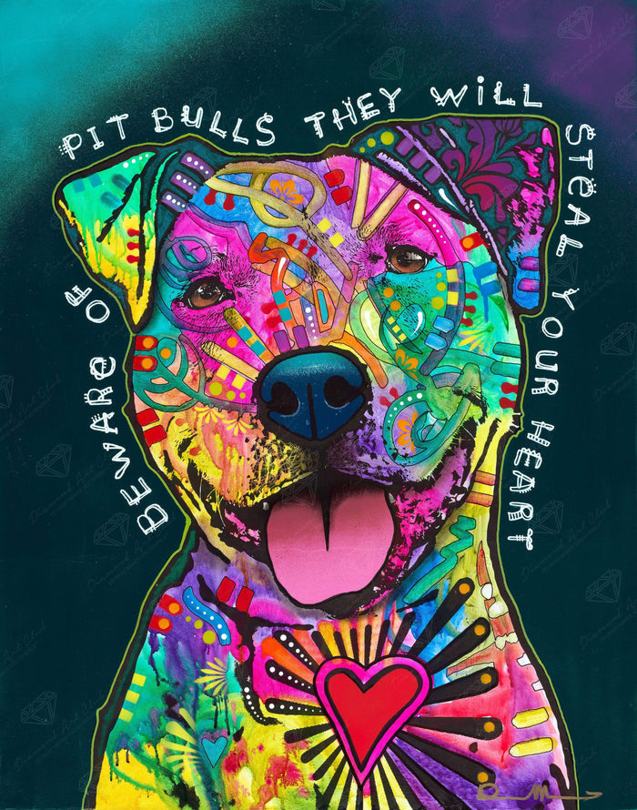 Diamond Painting Pit Bulls Will Steal Your Heart 22" x 28" (56cm x 71cm) / Square With 50 Colors Including 6 ABs / 62,101