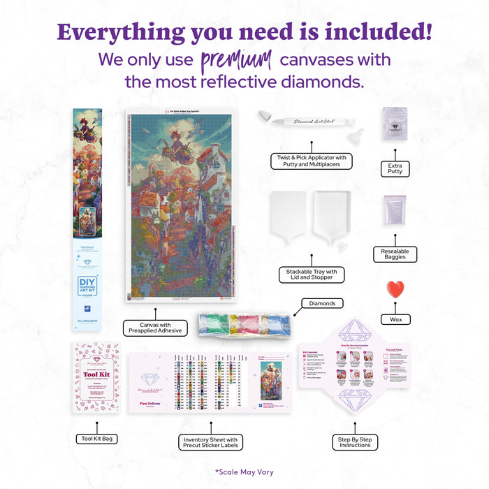 Diamond Painting Plant Delivery 27.6" x 50" (69.9cm x 126.9cm) / Square with 76 Colors including 1 AB and 7 Fairy Dust Diamonds / 143,310
