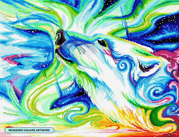 Diamond Painting Polar Bear 22" x 17" (55.8cm x 42.8cm) / Square with 62 Colors including 2 ABs and 3 Fairy Dust Diamonds / 38,528
