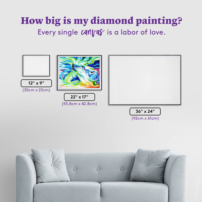 Diamond Painting Polar Bear 22" x 17" (55.8cm x 42.8cm) / Square with 62 Colors including 2 ABs and 3 Fairy Dust Diamonds / 38,528